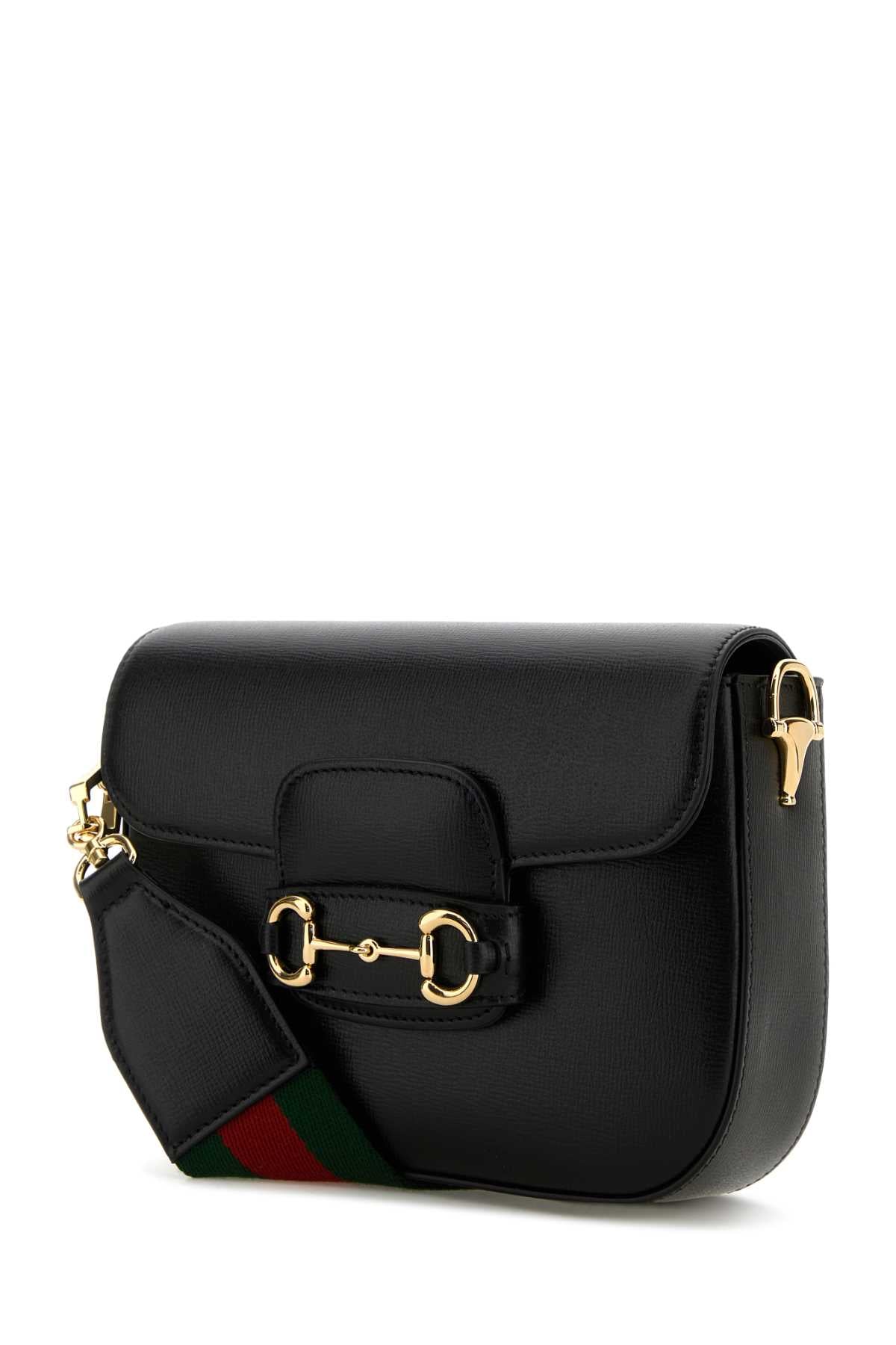 Gucci Women Black Leather Mini Horsebit 1955 Crossbody Bag