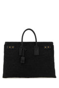 Saint Laurent Women Black Raffia Medium Sac De Jour Shopping Bag