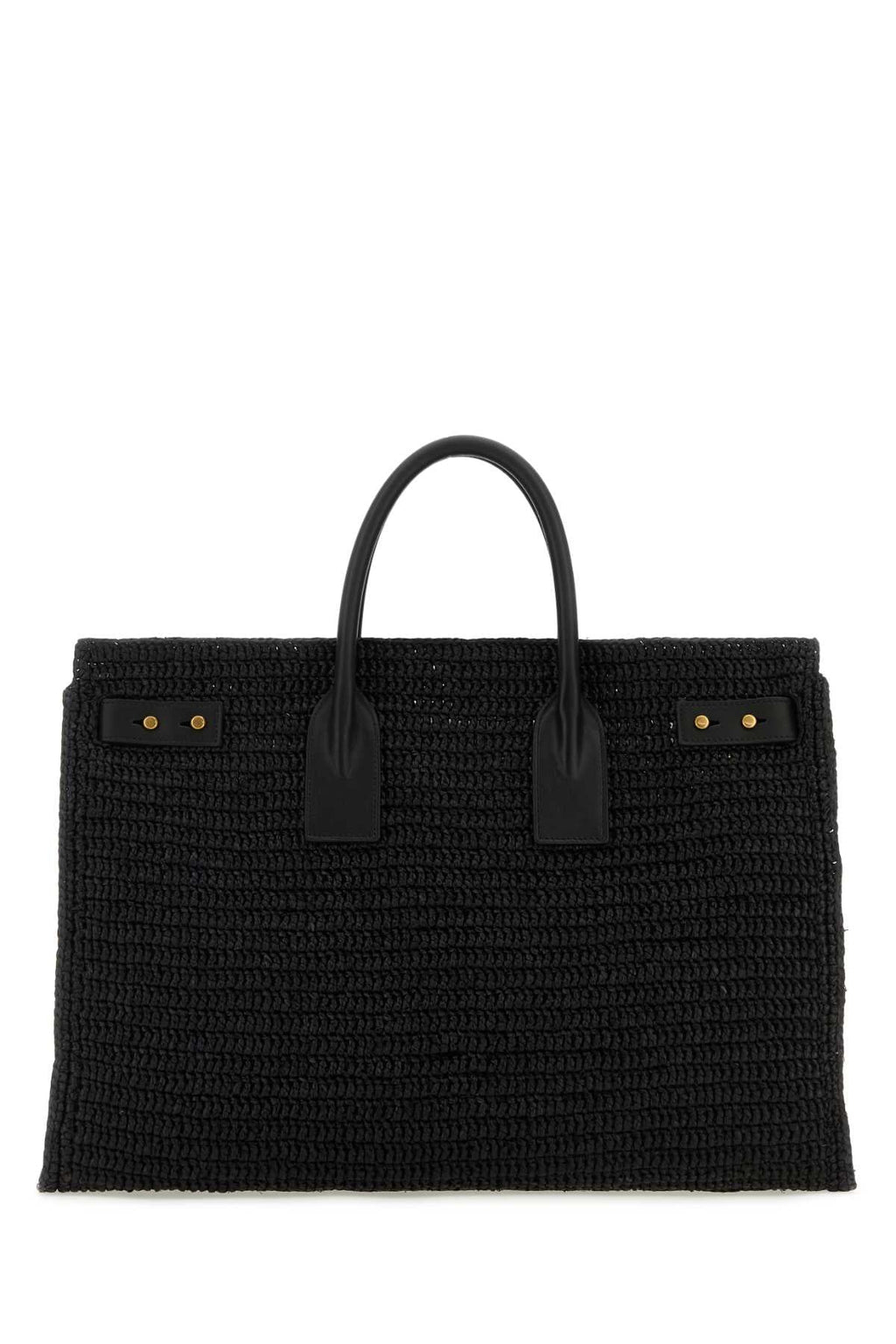 Saint Laurent Women Black Raffia Medium Sac De Jour Shopping Bag