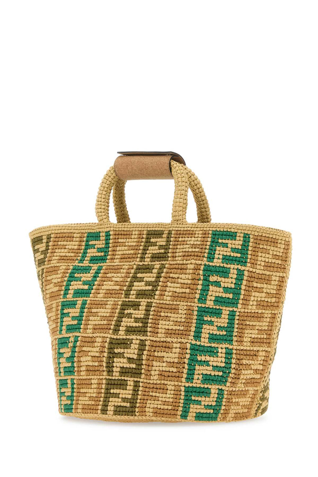 Fendi Men Embroidered Raffia Ff Shopper Shopping Bag