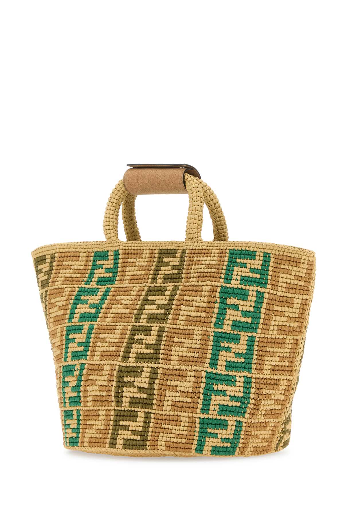 Fendi Men Embroidered Raffia Ff Shopper Shopping Bag