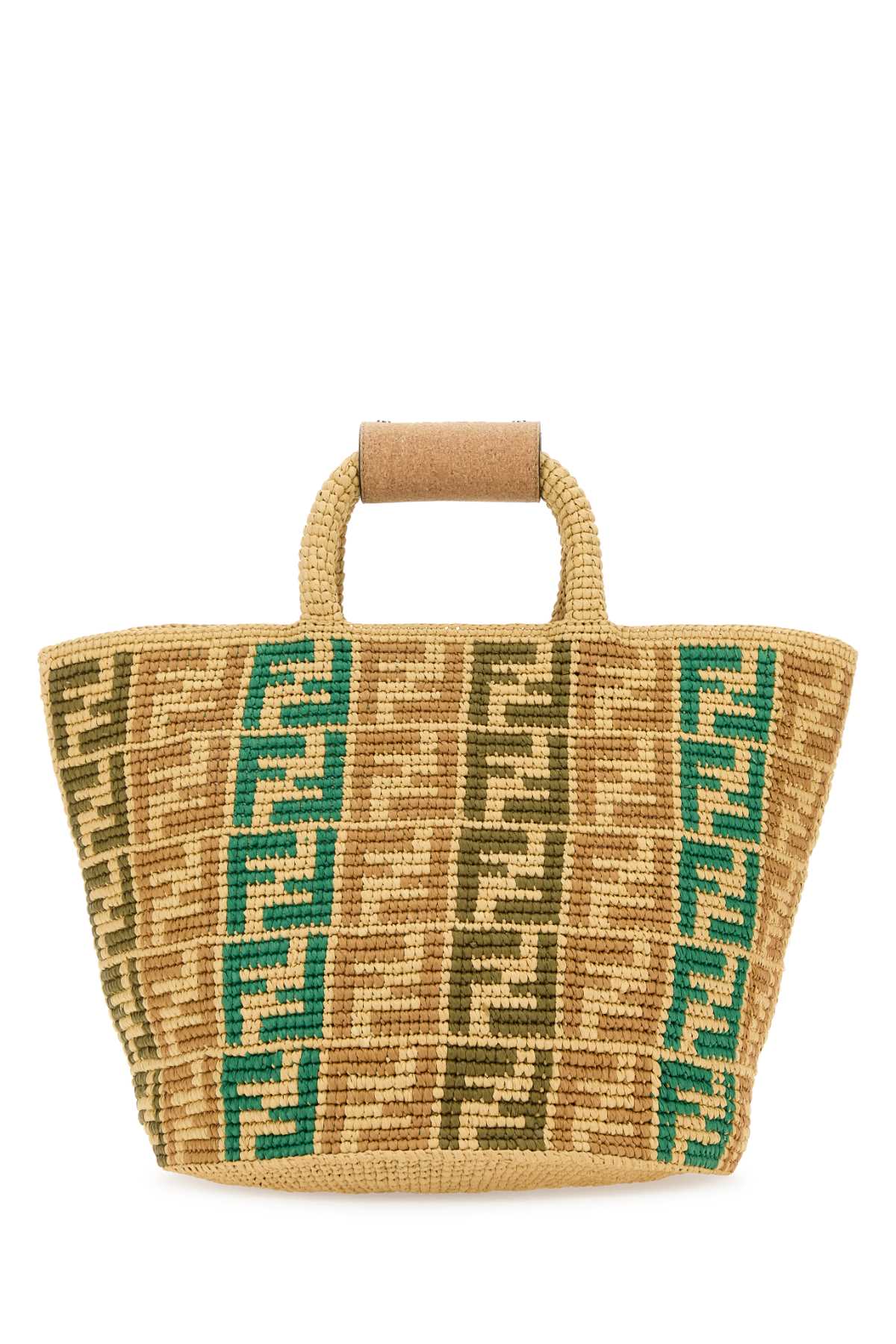 Fendi Men Embroidered Raffia Ff Shopper Shopping Bag