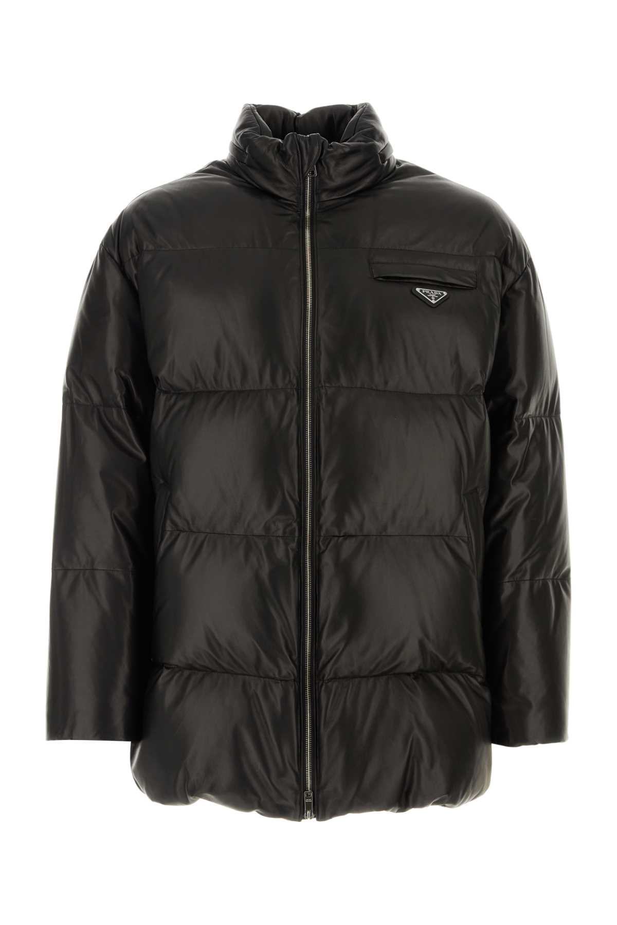 Prada Men Black Nappa Leather Down Jacket