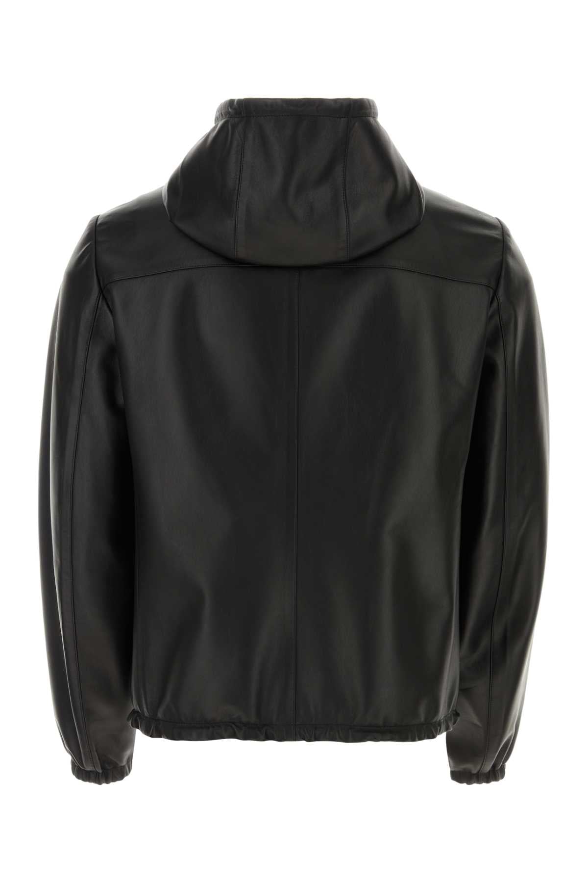 Prada Men Black Nappa Leather Reversible Jacket