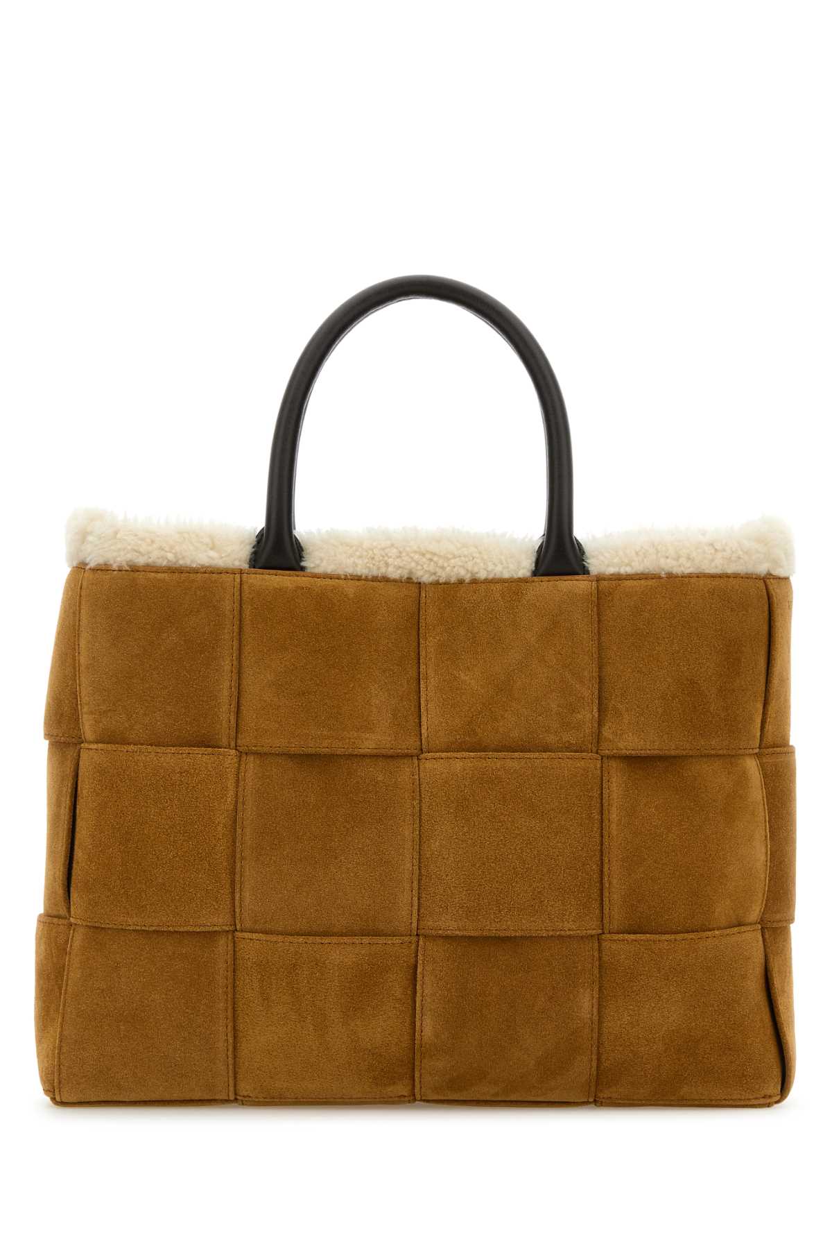 Bottega Veneta Men Camel Suede Small Arco Shopping Bag