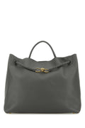 Bottega Veneta Women Dark Grey Leather Large Andiamo Shopping Bag