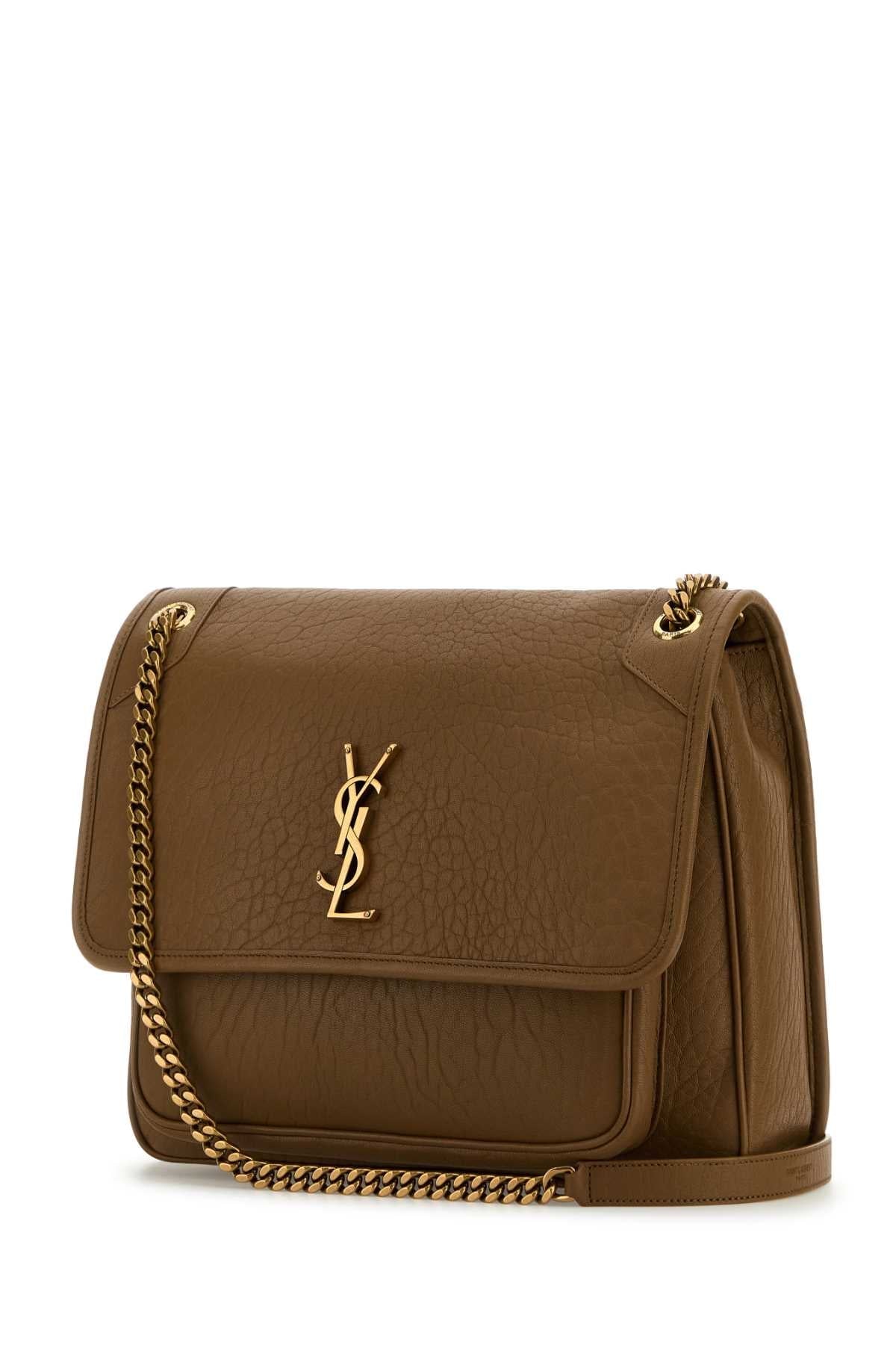 Saint Laurent Women Camel Leather Large Niki Bag