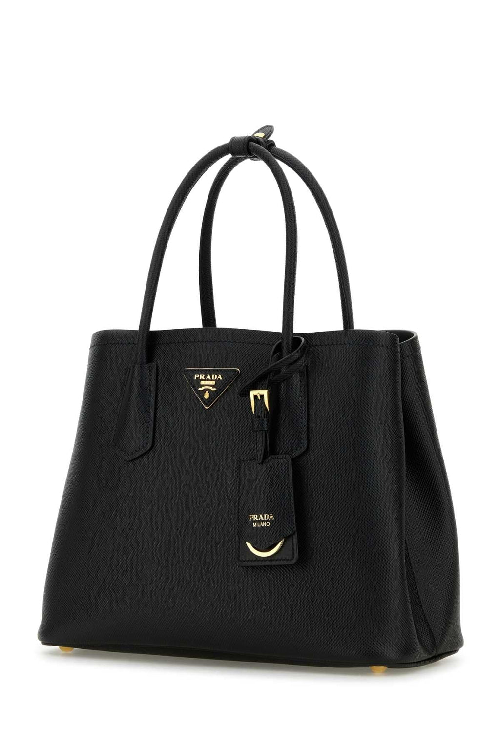 Prada Women Black Leather Small Double Handbag