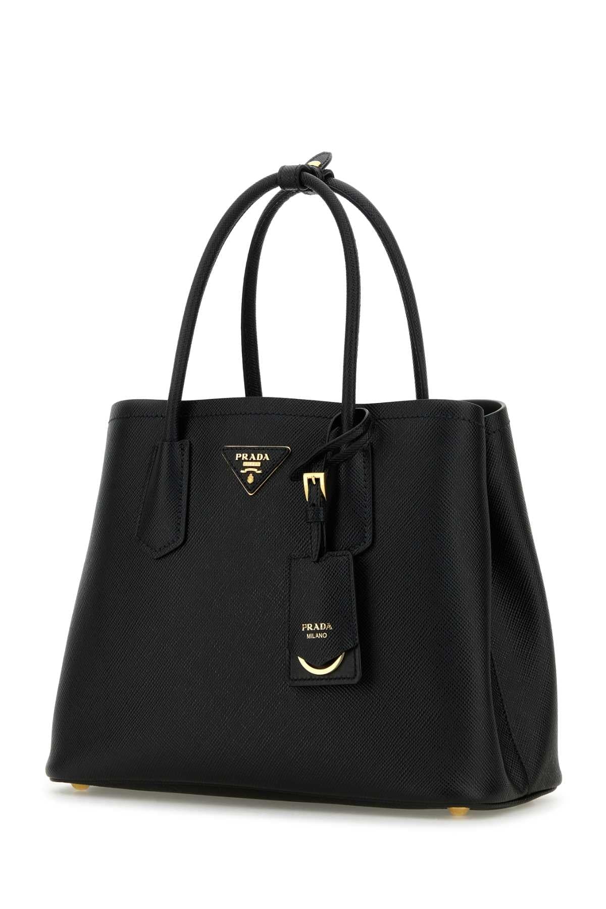 Prada Women Black Leather Small Double Handbag