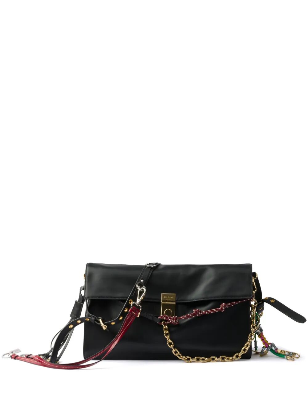 Prada Women Prada Soft Sound Large Leather Shoulder Bag With Charms