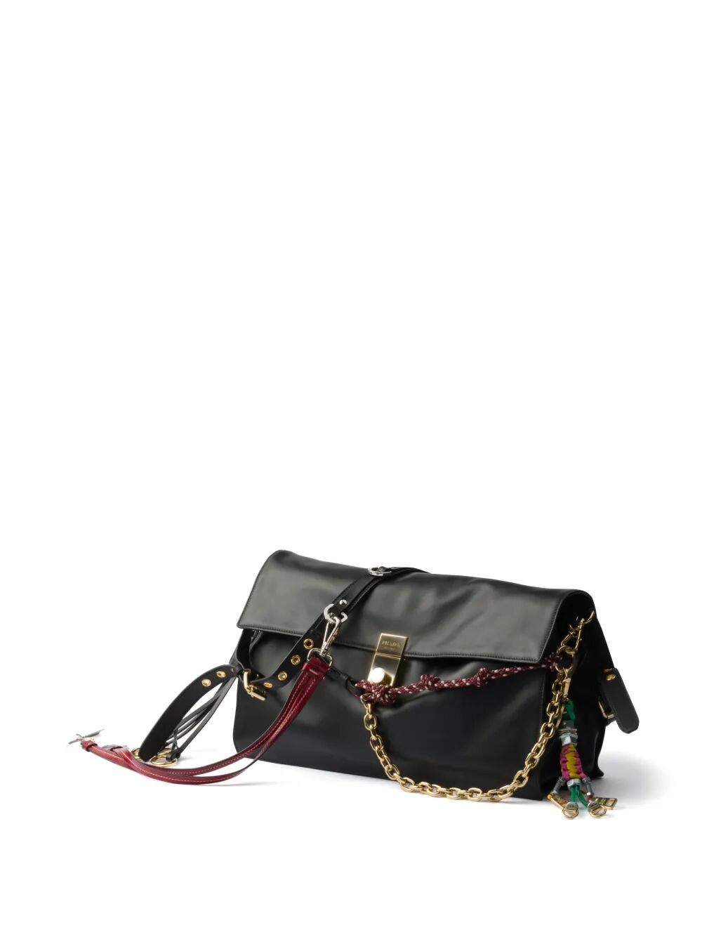 Prada Women Prada Soft Sound Large Leather Shoulder Bag With Charms