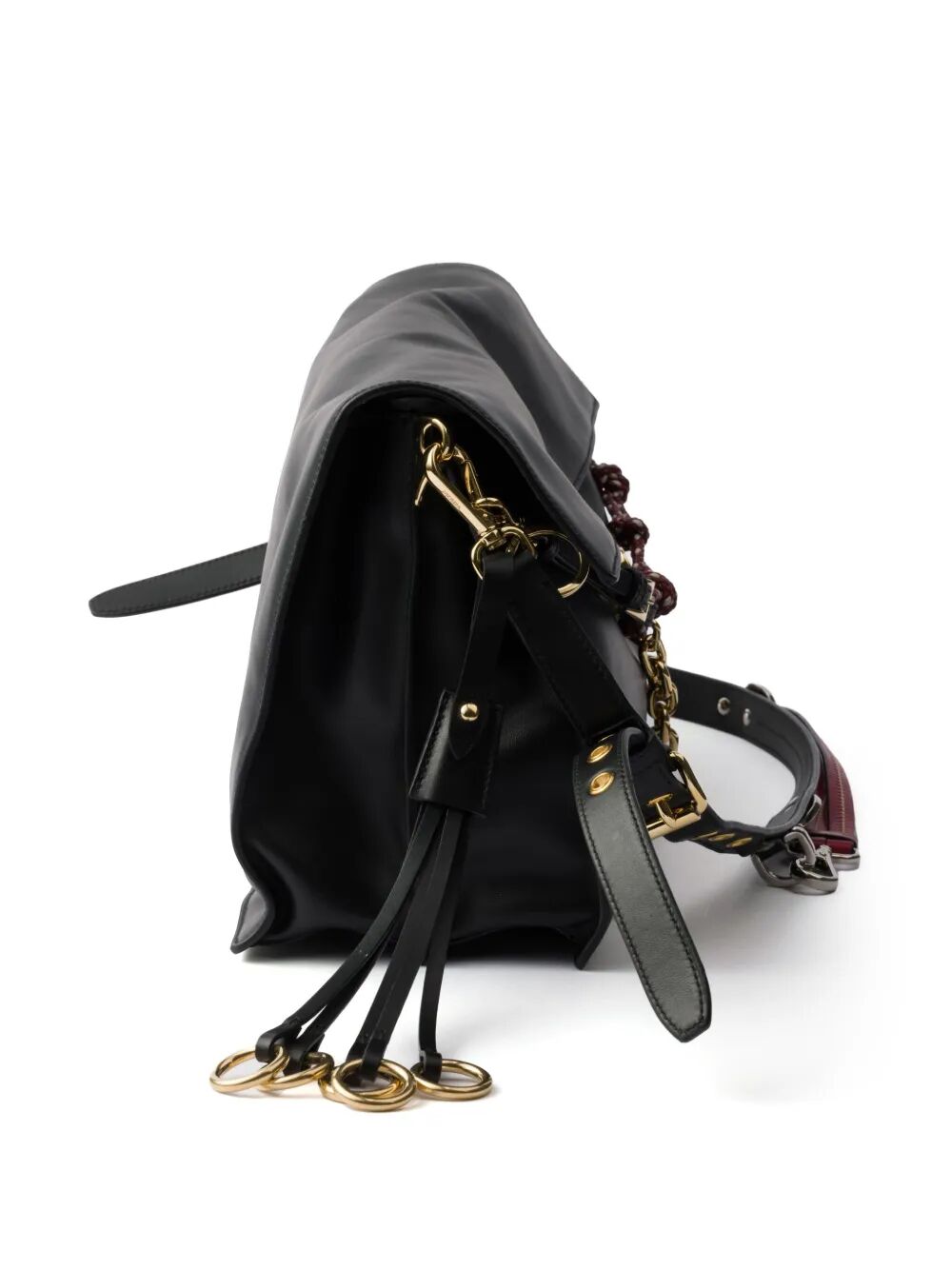 Prada Women Prada Soft Sound Large Leather Shoulder Bag With Charms