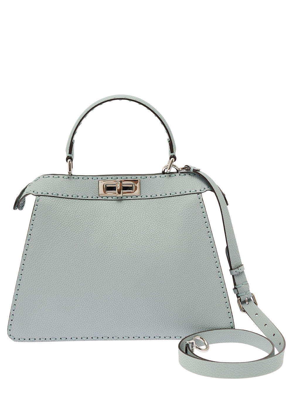 Fendi Women 'Peekaboo Iseeu Medium' Grey Handbag With 646 Hand-Sewn Topstitches Woman
