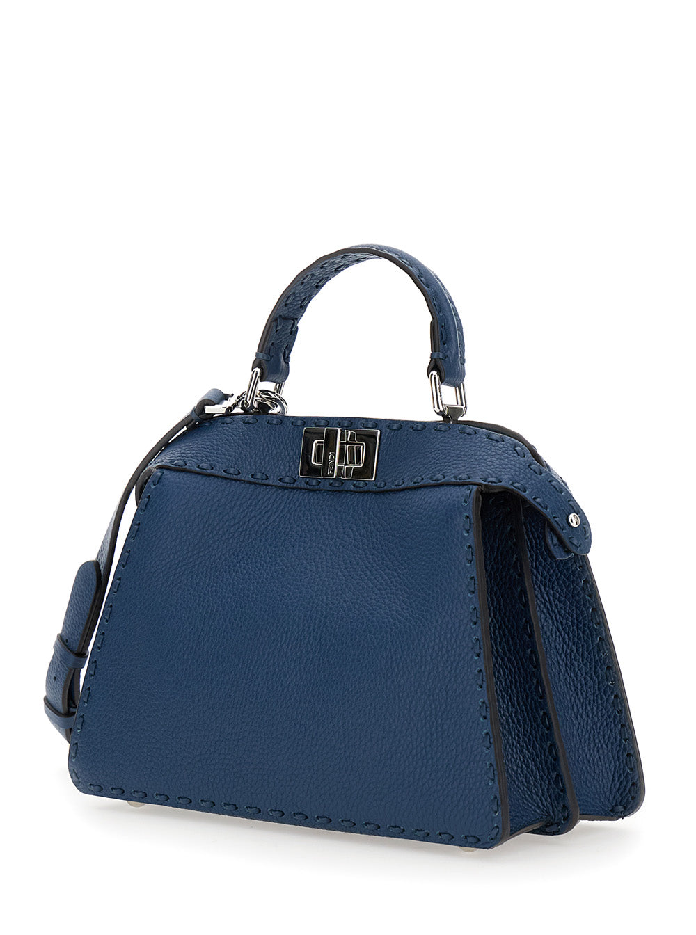 Fendi Women 'Peekaboo Iseeu Small' Blue Handbag With Shoulder Strap In Leather Woman