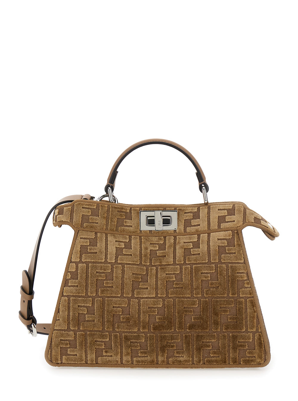 Fendi Women 'Peekaboo Iseeu Small' Brown Handbag With All-Over Ff Motif In Fabric Woman