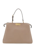Fendi Women 'Pekaboo Soft Large' Grey Handbag With Twist Lock In Leather Woman
