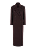 Brunello Cucinelli Women Bordeaux Double-Breasted Coat With Peak Revers In Cashmere Woman