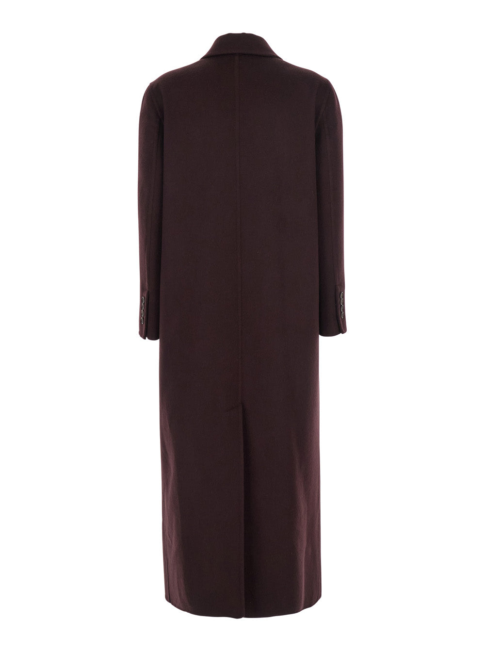 Brunello Cucinelli Women Bordeaux Double-Breasted Coat With Peak Revers In Cashmere Woman