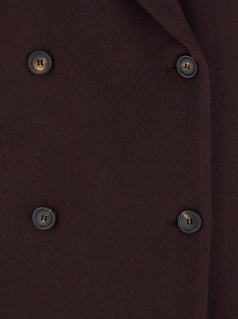 Brunello Cucinelli Women Bordeaux Double-Breasted Coat With Peak Revers In Cashmere Woman