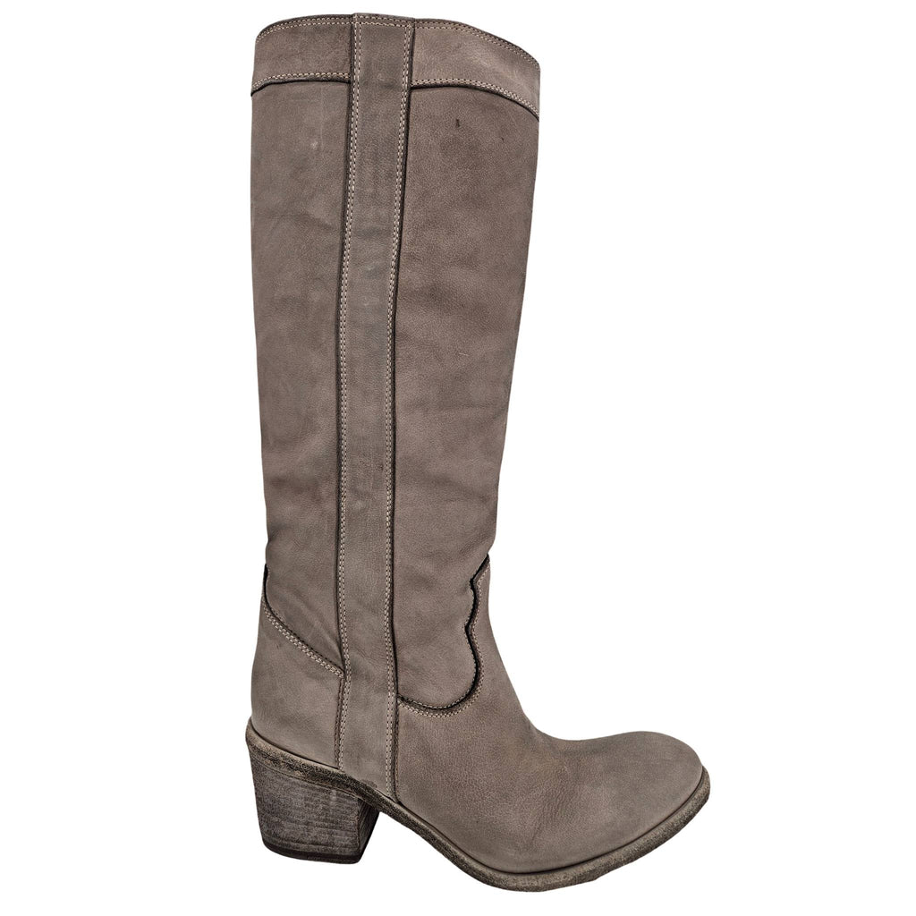 Taupe Washed Leather Knee-High Pull-on Boot