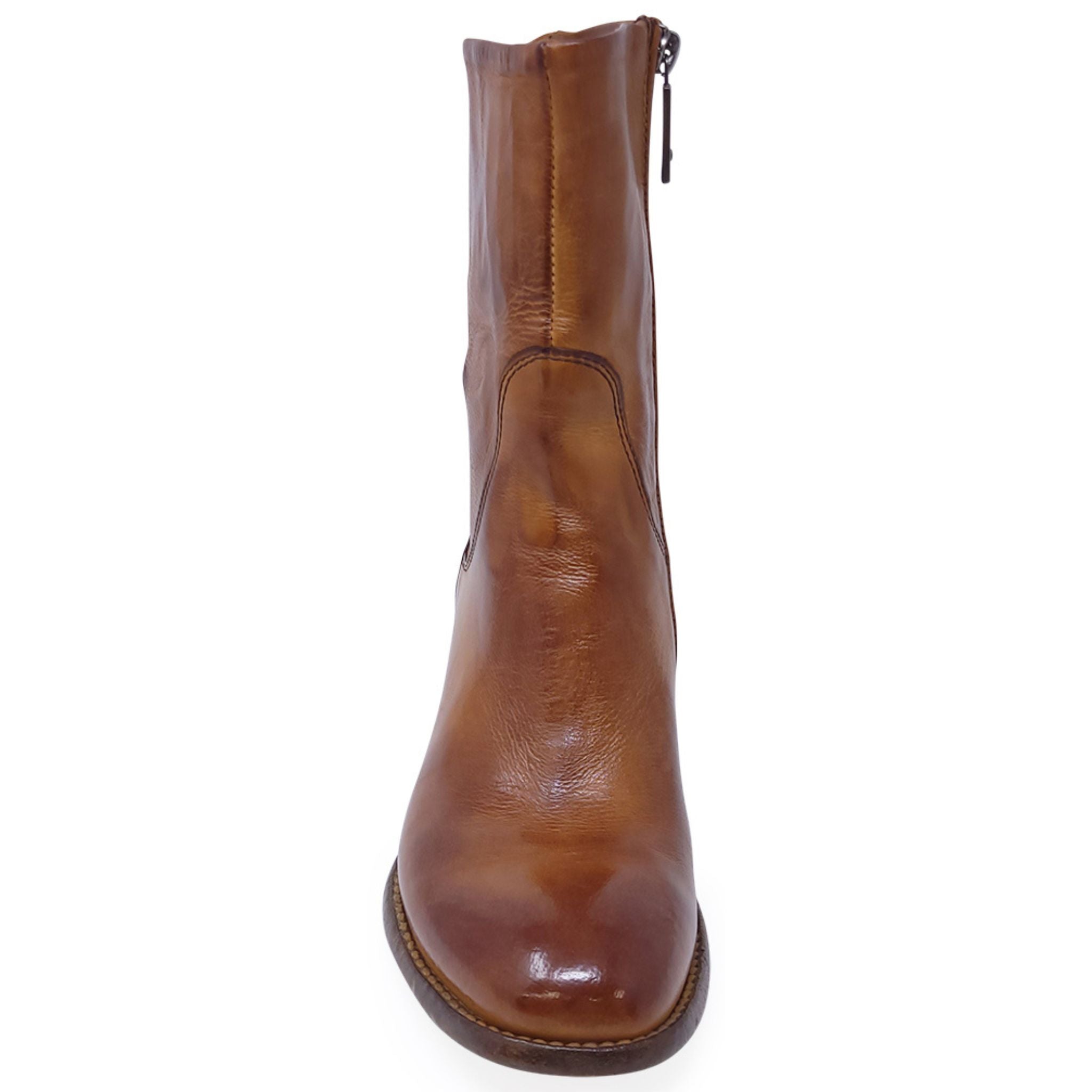 Brown Leather Mid Calf Boot
