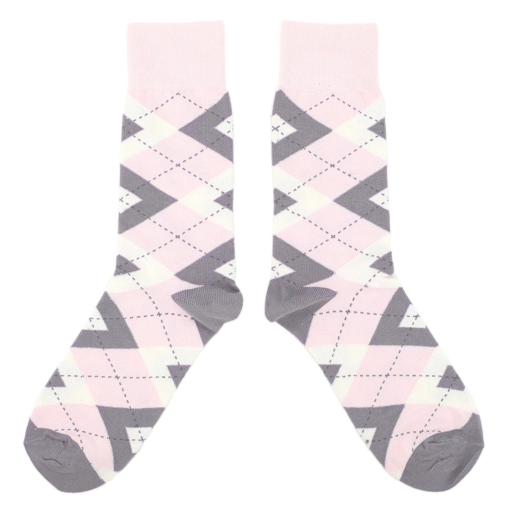 Customizable Groomsmen Gift Set Blush Light Pink Gray Argyle Men’s Dress Socks