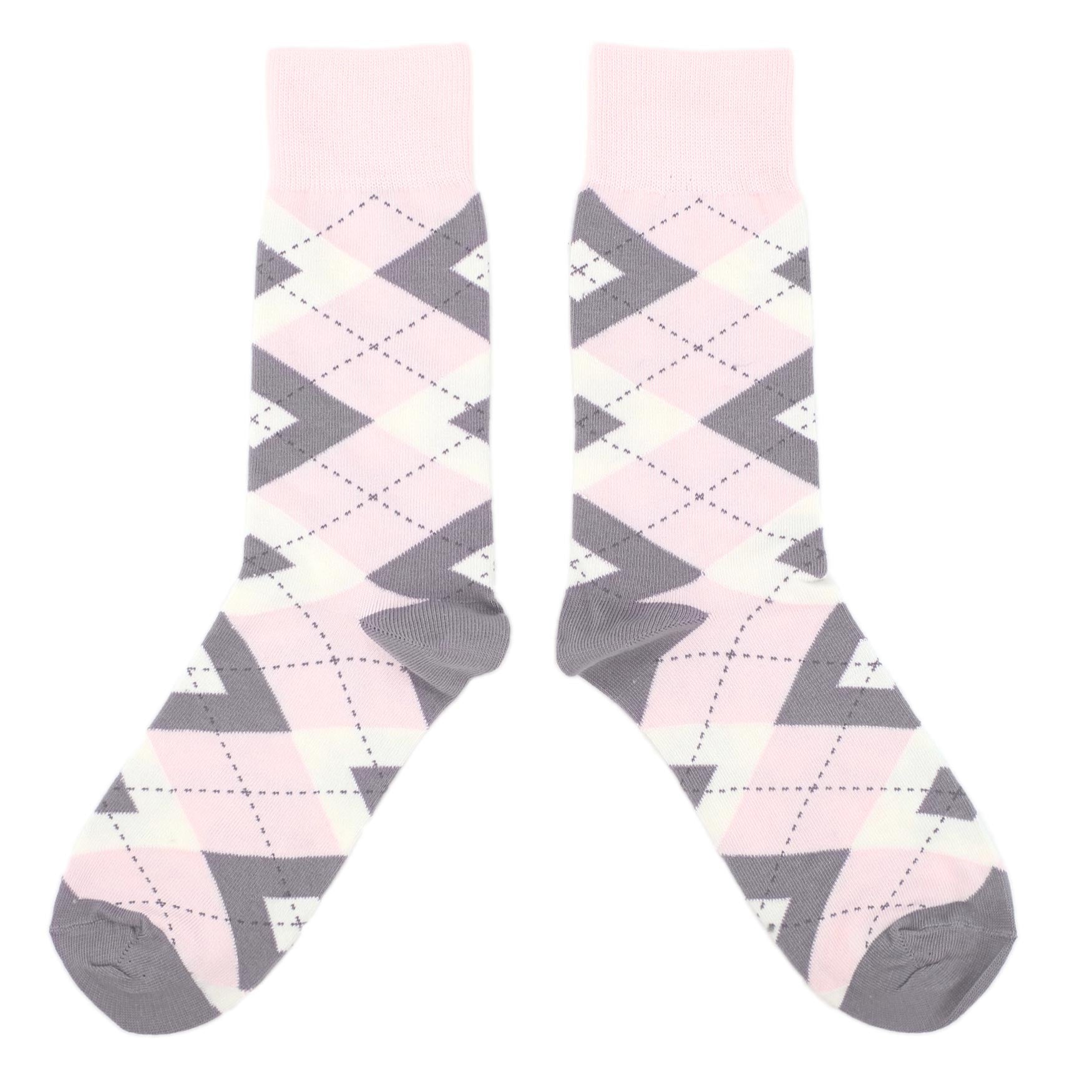 Customizable Groomsmen Gift Set Blush Light Pink Gray Argyle Men’s Dress Socks