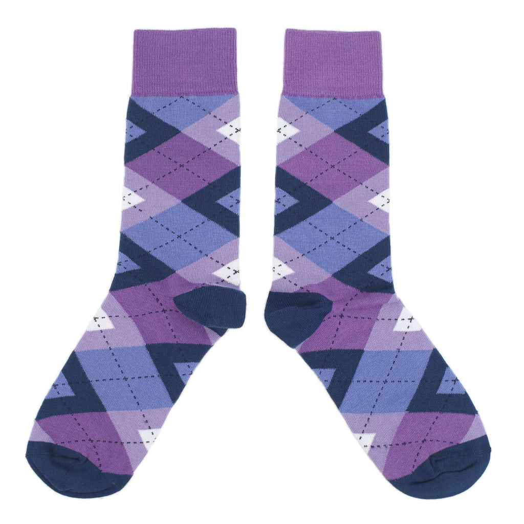 Purples Blue Argyle Wedding Groomsmen Men's Dress Socks