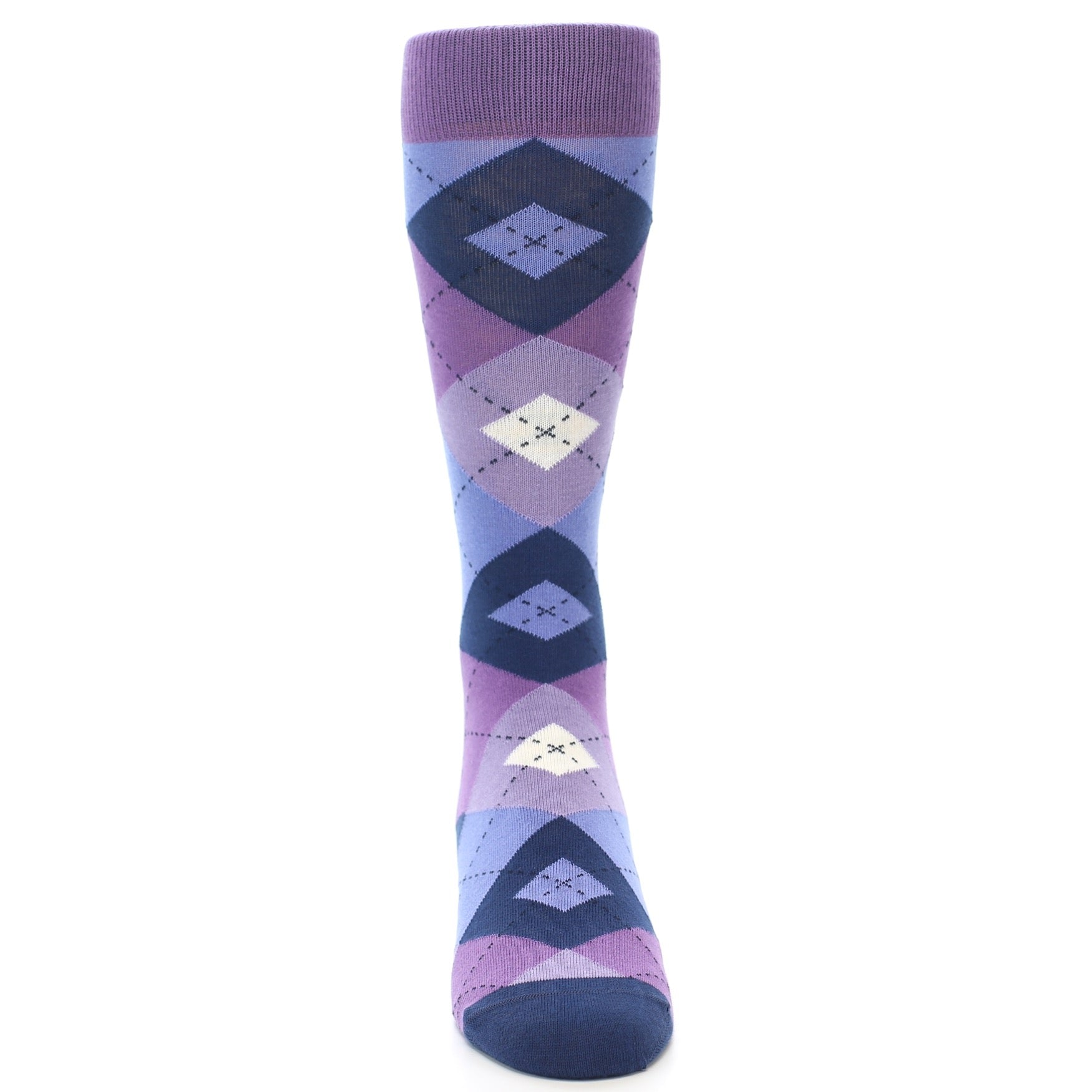Purples Blue Argyle Wedding Groomsmen Men's Dress Socks