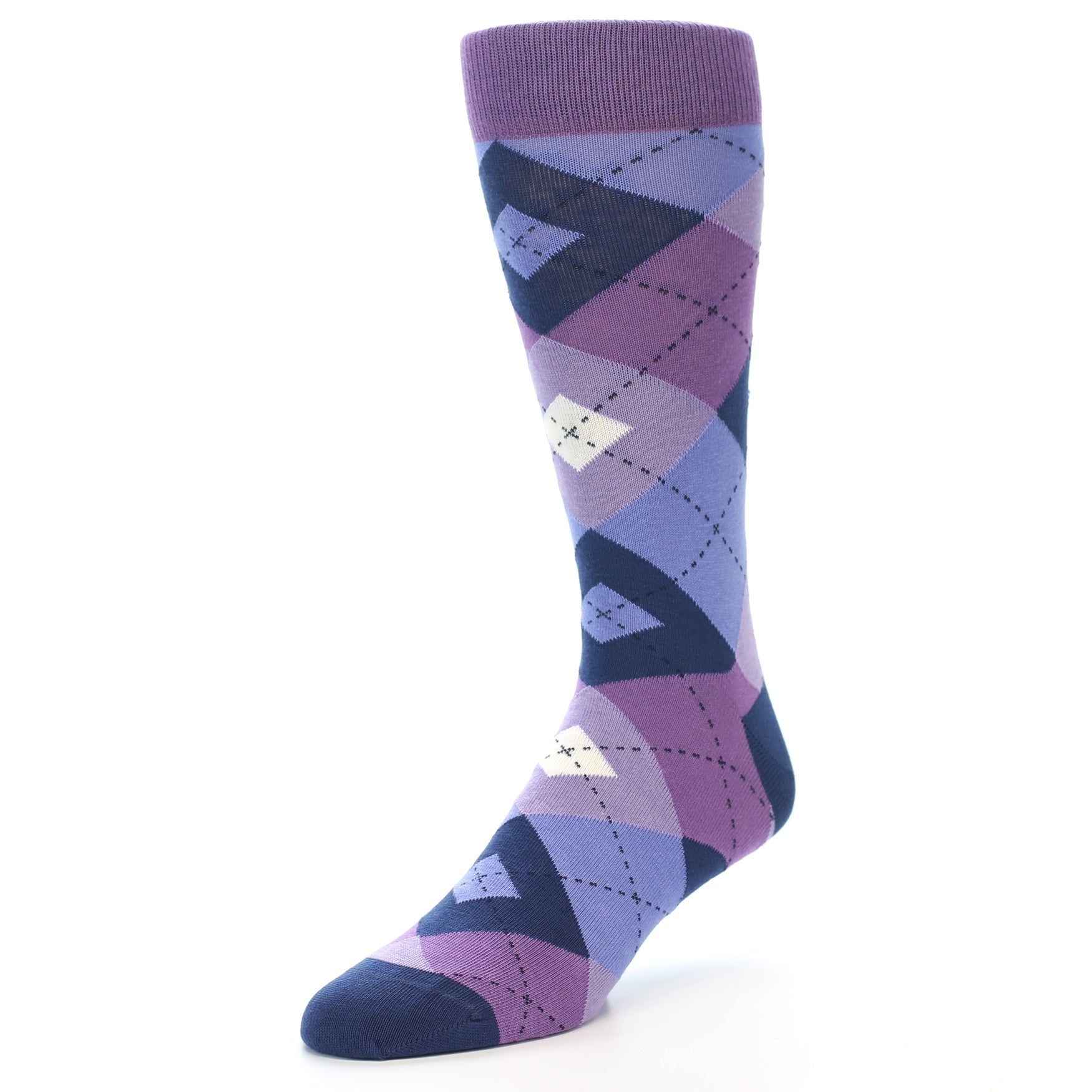 Purples Blue Argyle Wedding Groomsmen Men's Dress Socks