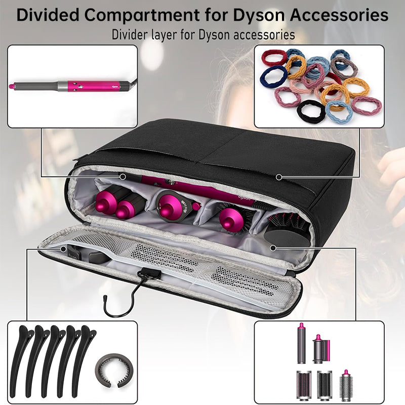 travel storage bag compatible with Dyson Airwrap Styler, a portable organizer with multi-pockets for hair curler and attachments