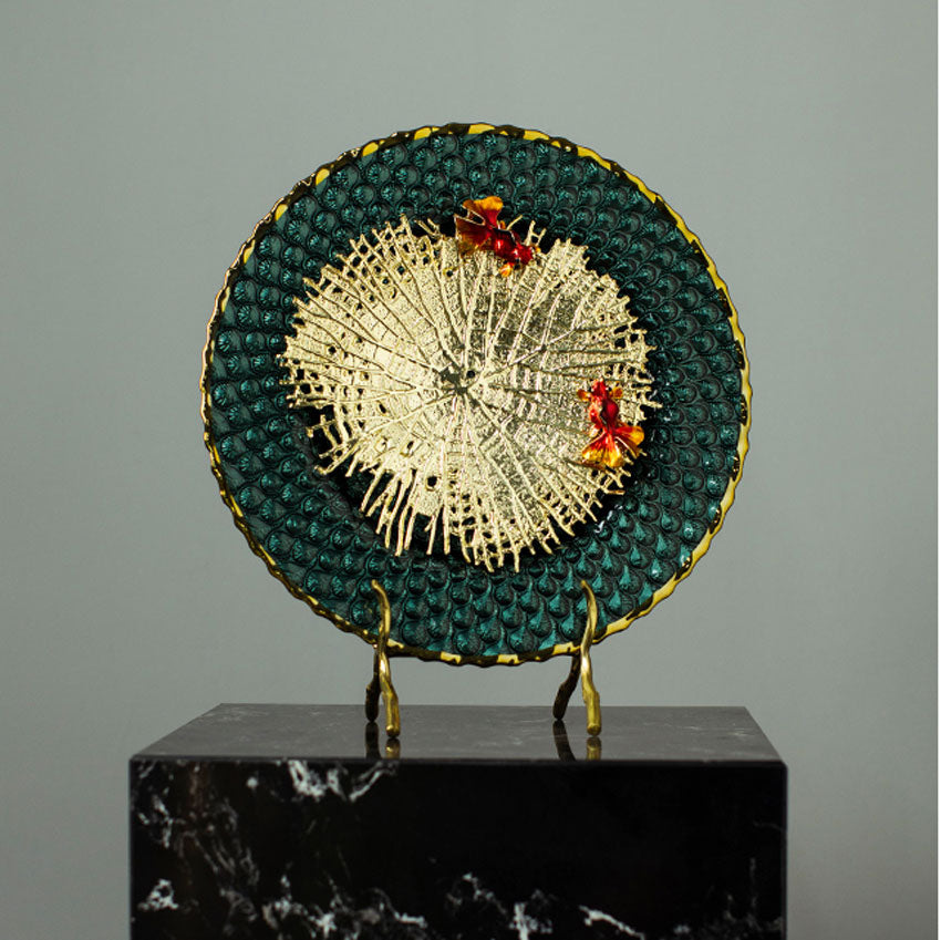 Luxury "Harmony in Water" Brass and Glass Fish Sculpture | 3CARATS