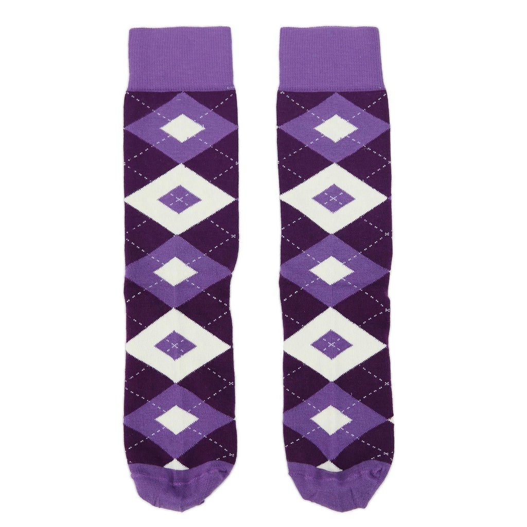 Customizable Groomsmen Gift Set Wisteria Plum Argyle Men’s Dress Socks