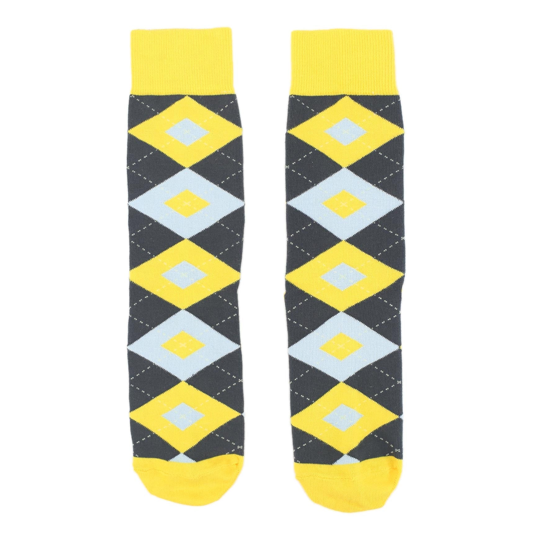 Customizable Groomsmen Gift Set Golden Yellow Gray Argyle Men’s Dress Socks