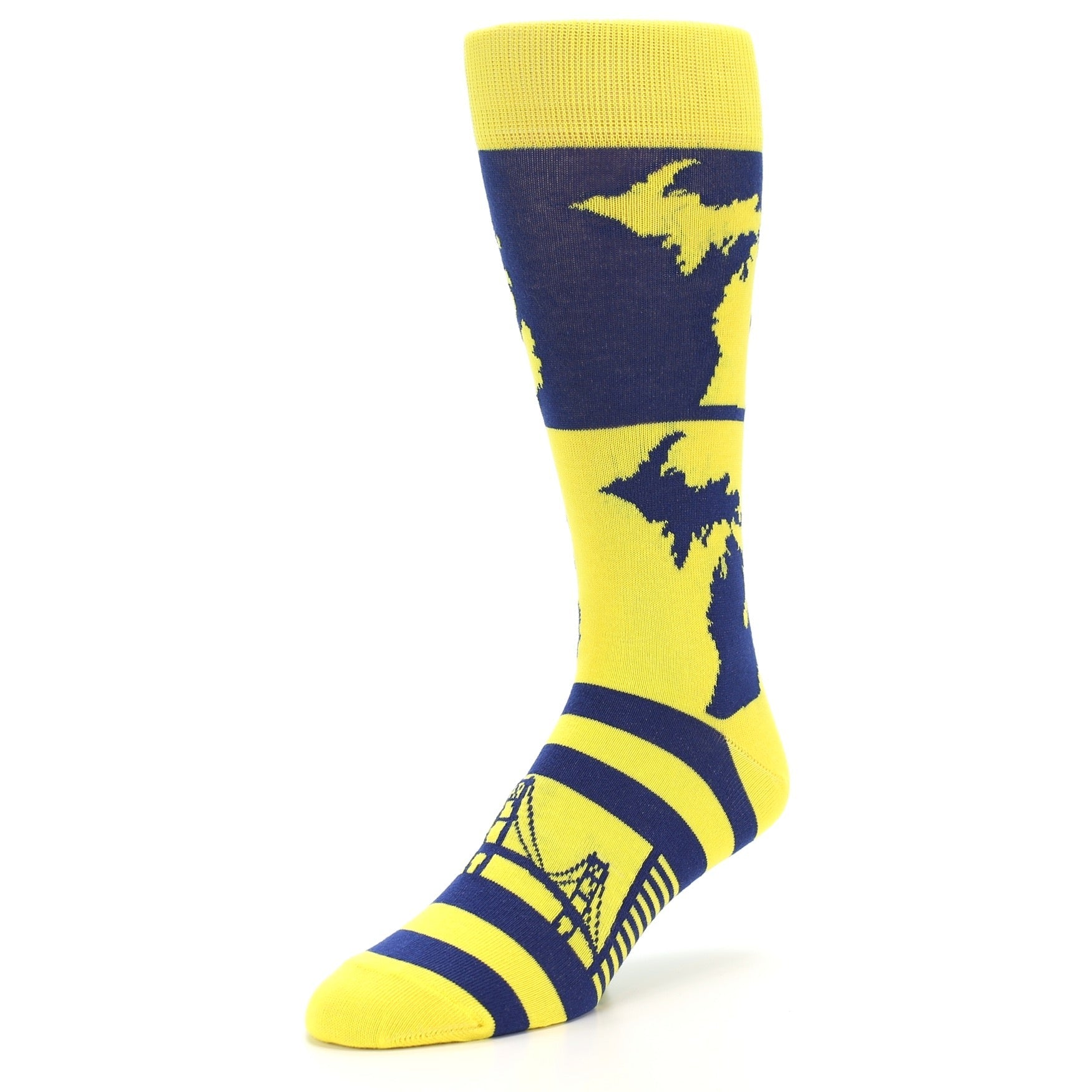 Yellow Blue Michigan Socks - Men's Novelty Dress Socks