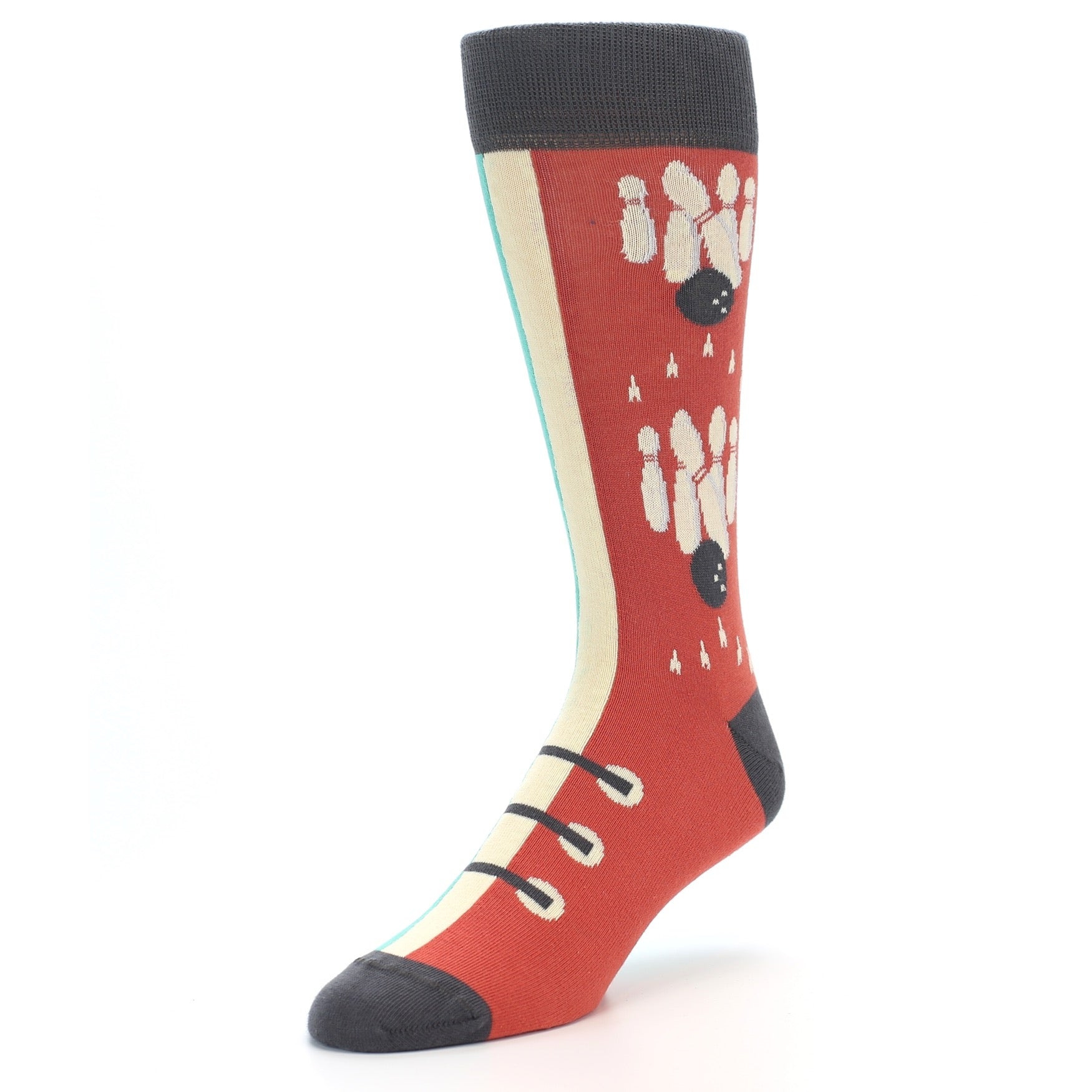 Red Teal Bowling Men's Dress Socks