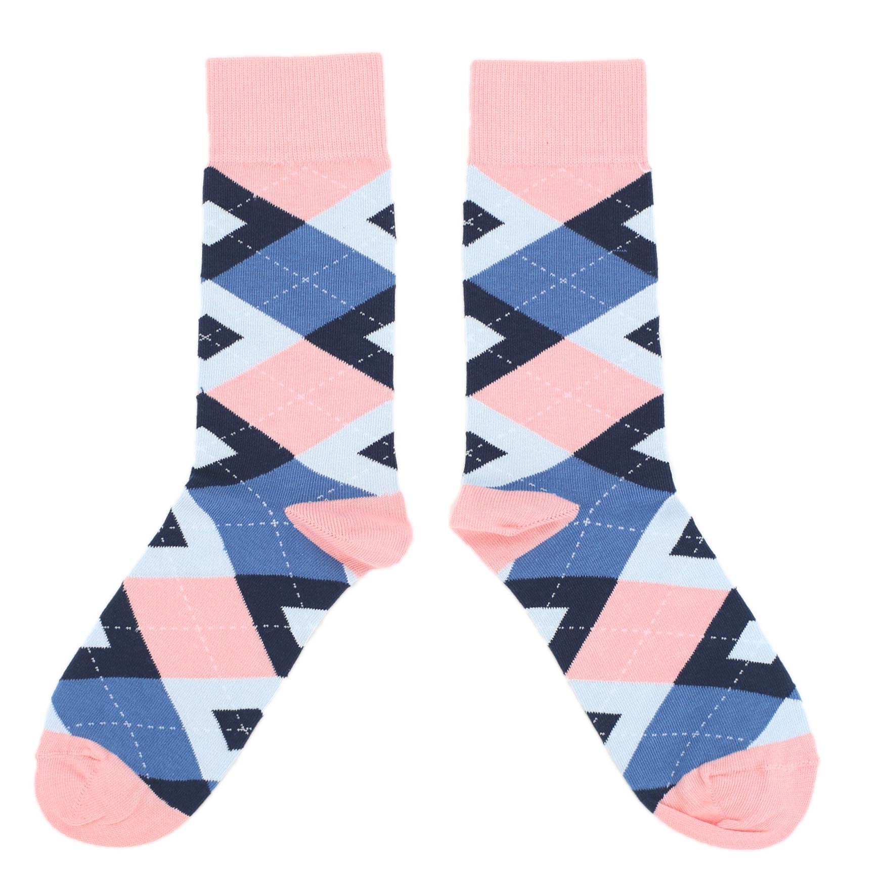 Customizable Groomsmen Gift Set Pink Blue Argyle Men’s Dress Socks