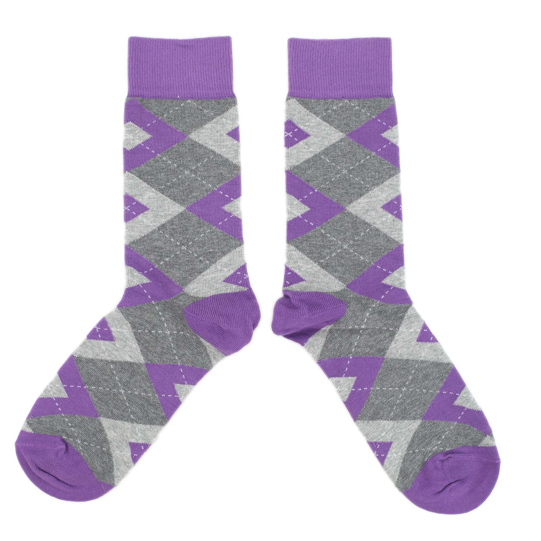 Wisteria Purple Gray Argyle Men’s Dress Socks