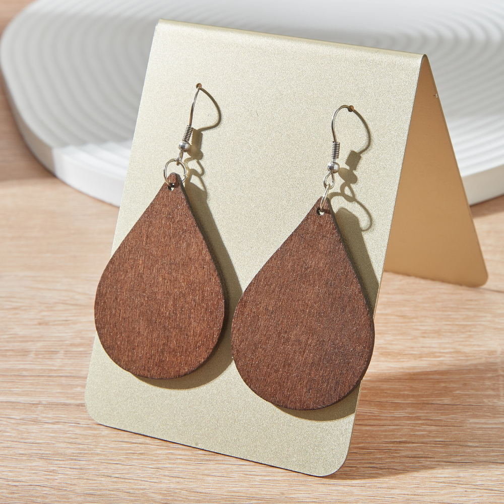 WOODEN STATEMENT EARRINGS (PAIR)