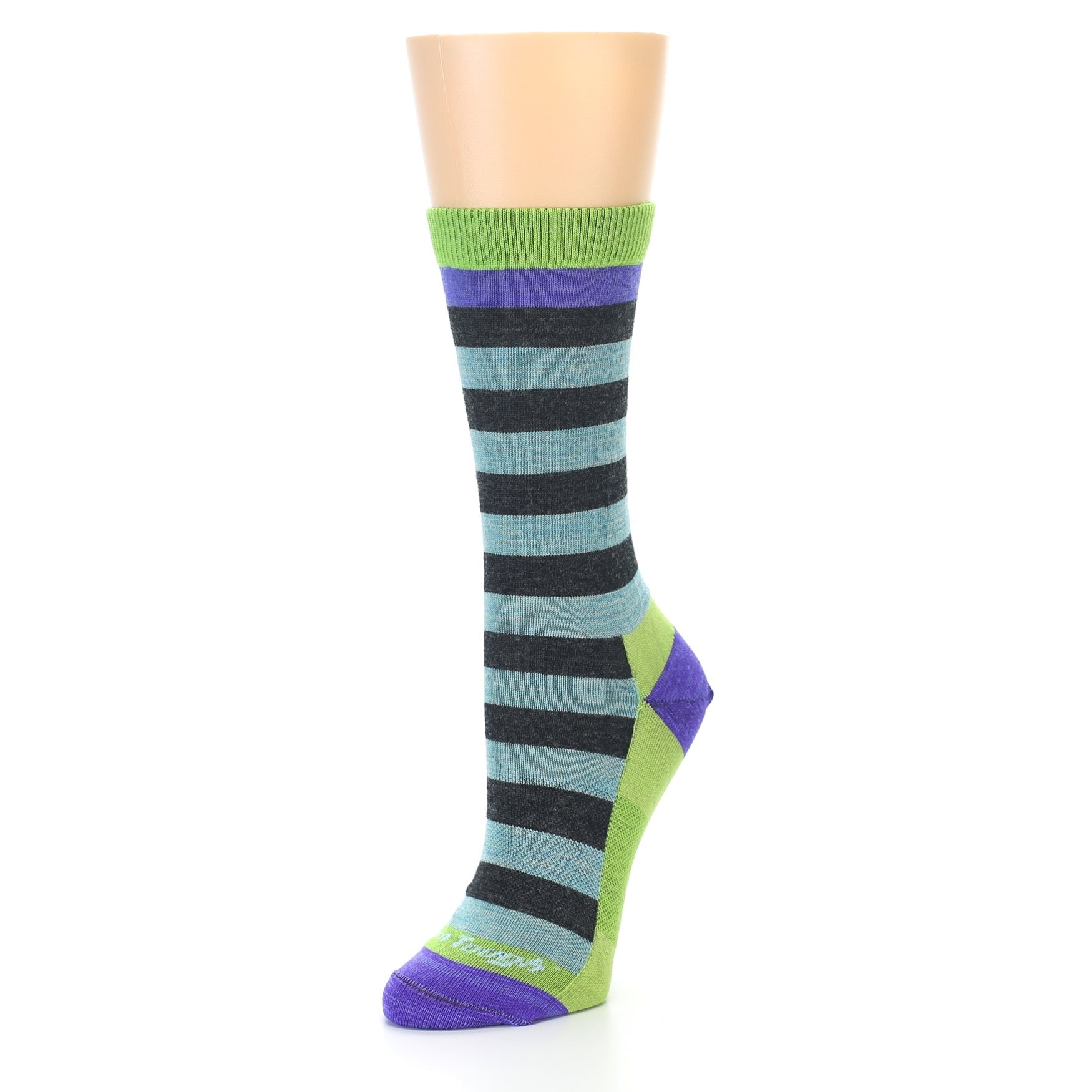 Aqua Charcoal Stripe Wool Women's Socks
