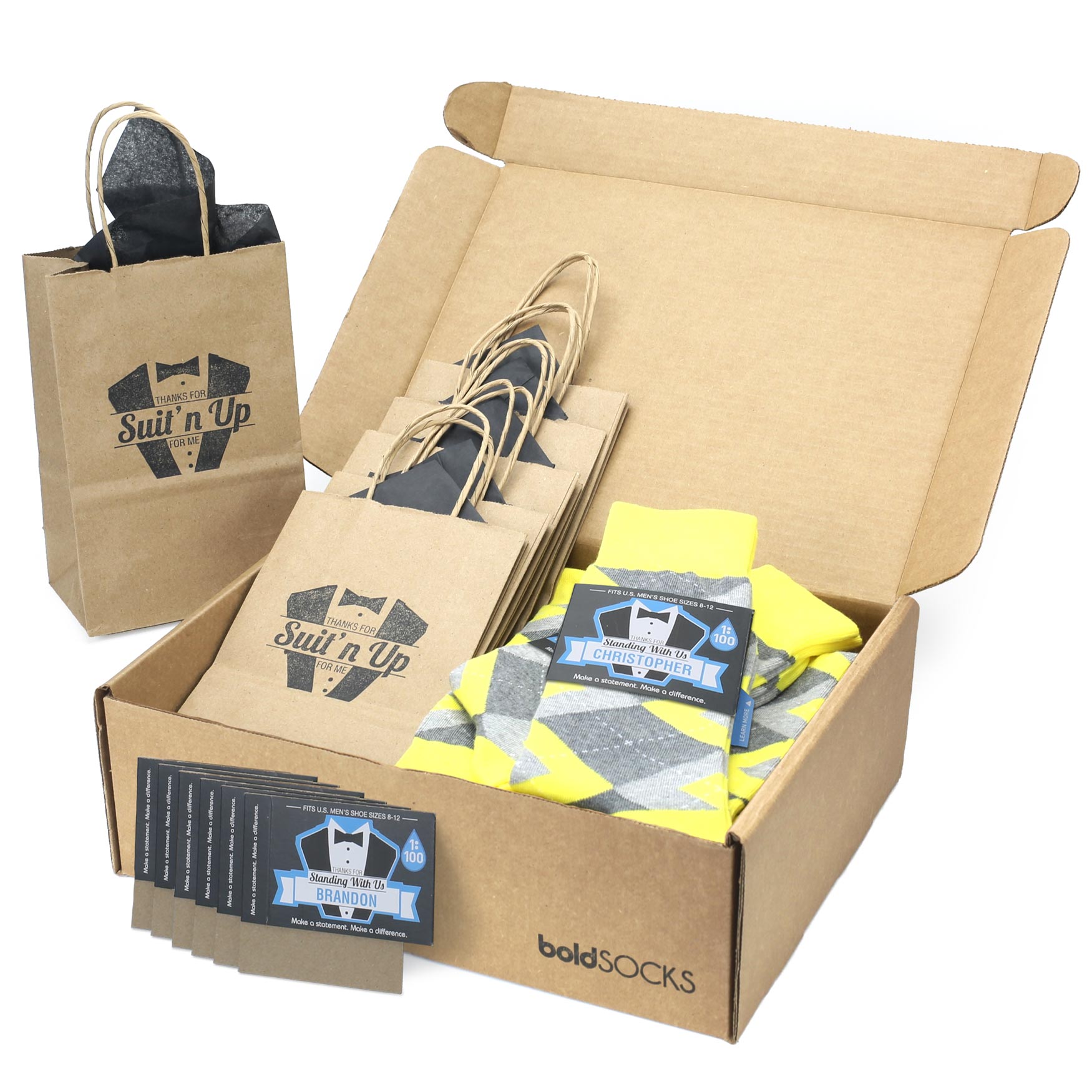 Customizable Groomsmen Gift Set Lemon Yellow Gray Argyle Men’s Dress Socks