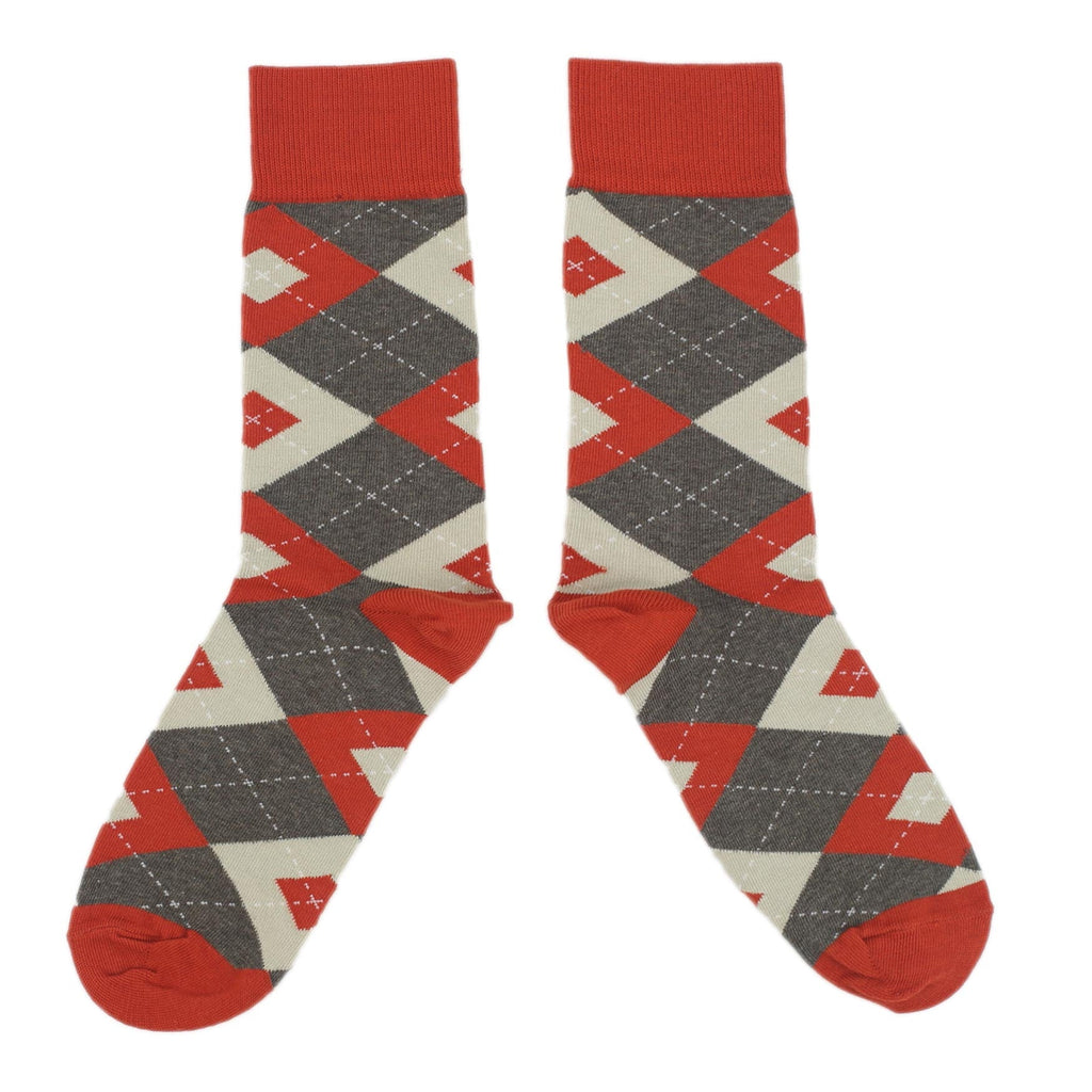 Rust Heathered Brown Argyle Men's Dress Socks