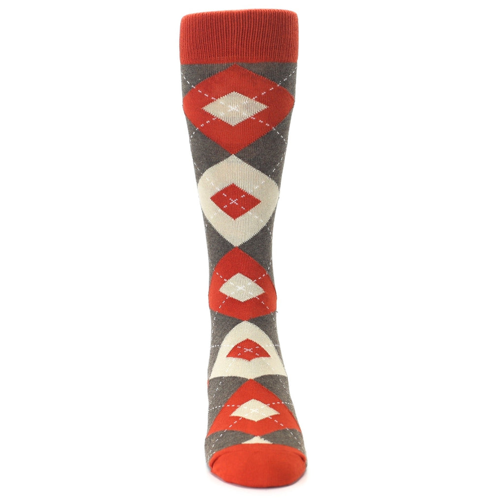 Rust Heathered Brown Argyle Men's Dress Socks
