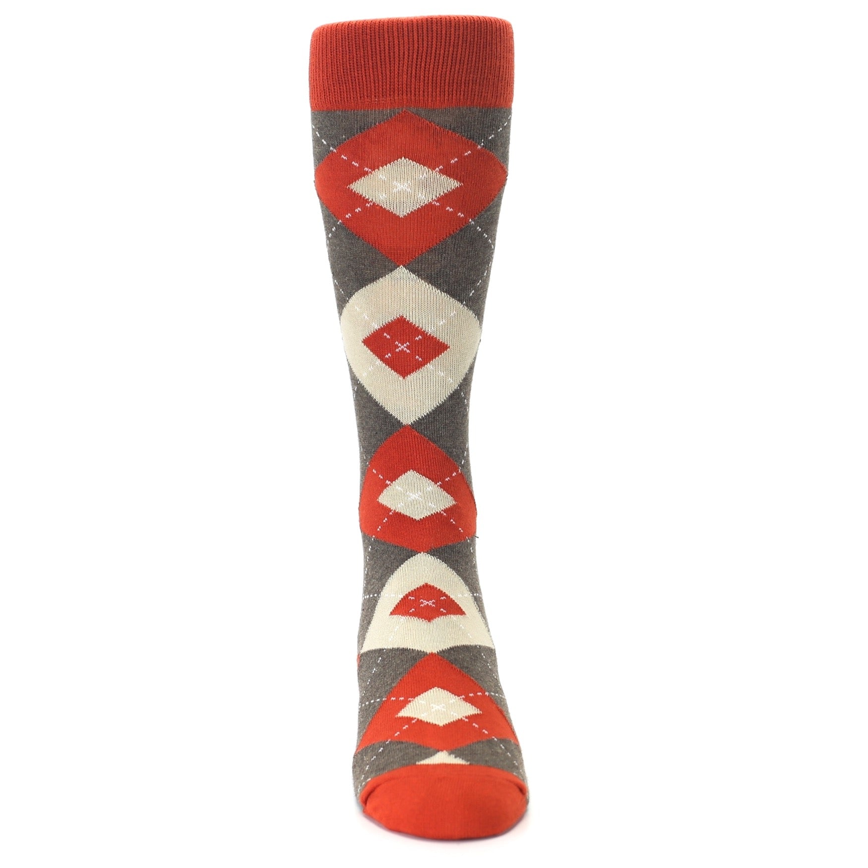 Rust Heathered Brown Argyle Men's Dress Socks