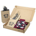 Customizable Groomsmen Gift Set Wine Burgundy Gray Argyle Men’s Dress Socks