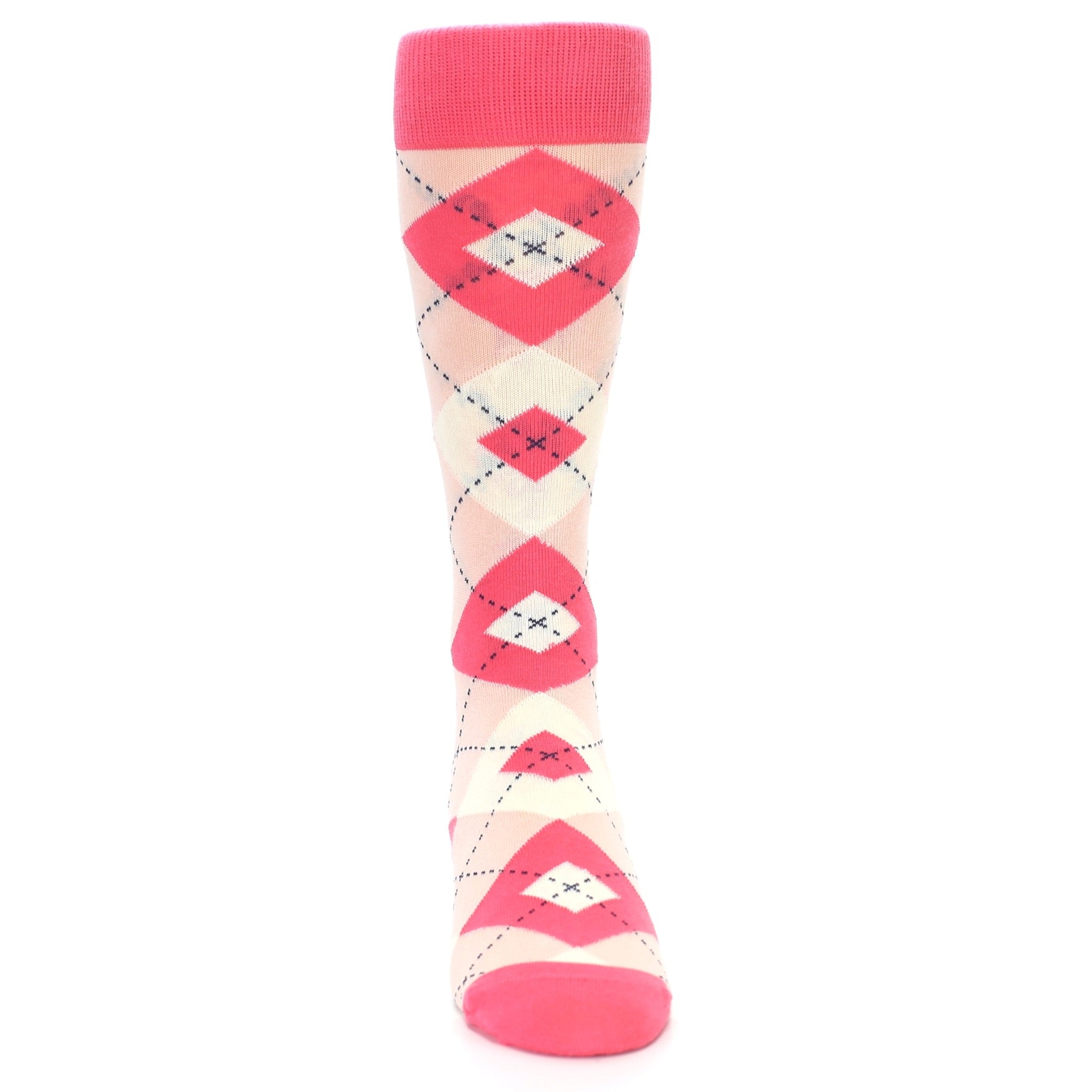 Guava Bellini Pink Argyle Wedding Groomsmen Men’s Dress Socks