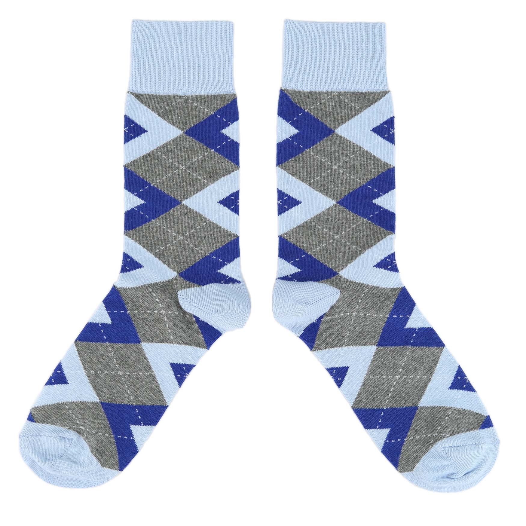 Customizable Groomsmen Kit Gift Set Blue Cobalt Gray Argyle Men’s Dress Socks