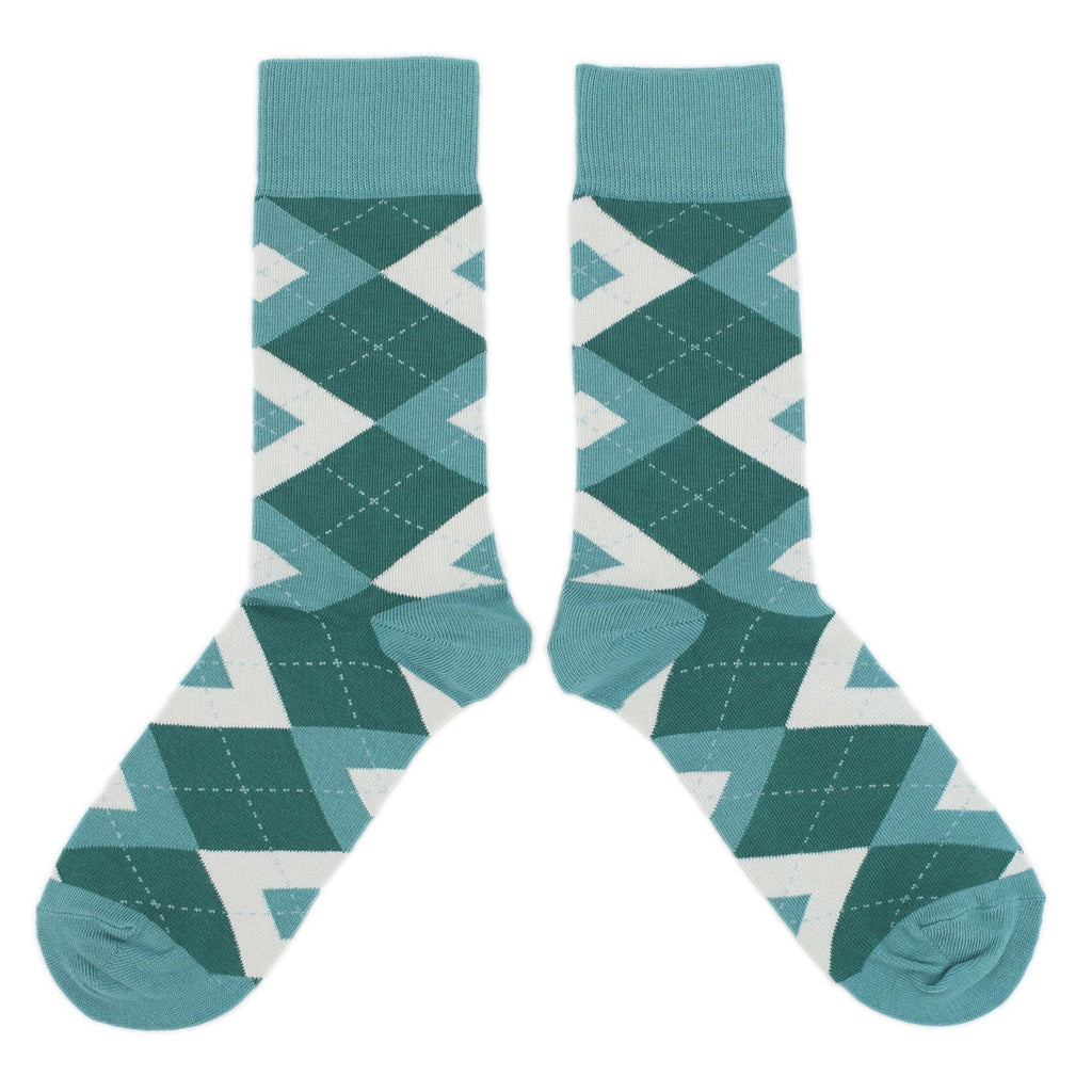 Customizable Groomsmen Gift Set Dark Green Gem Argyle Men’s Dress Socks