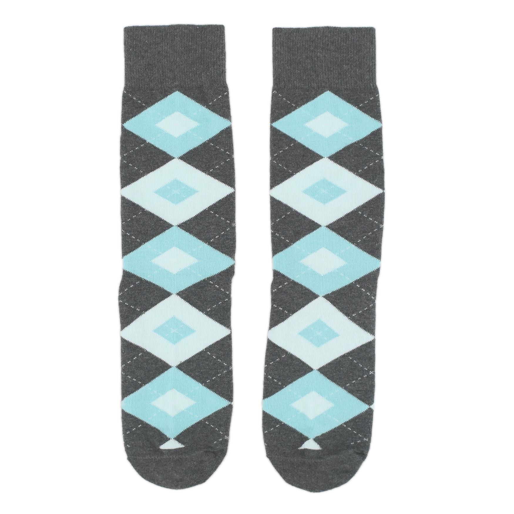 Customizable Groomsmen Gift Set Pool Blue Grey Argyle Men’s Dress Socks