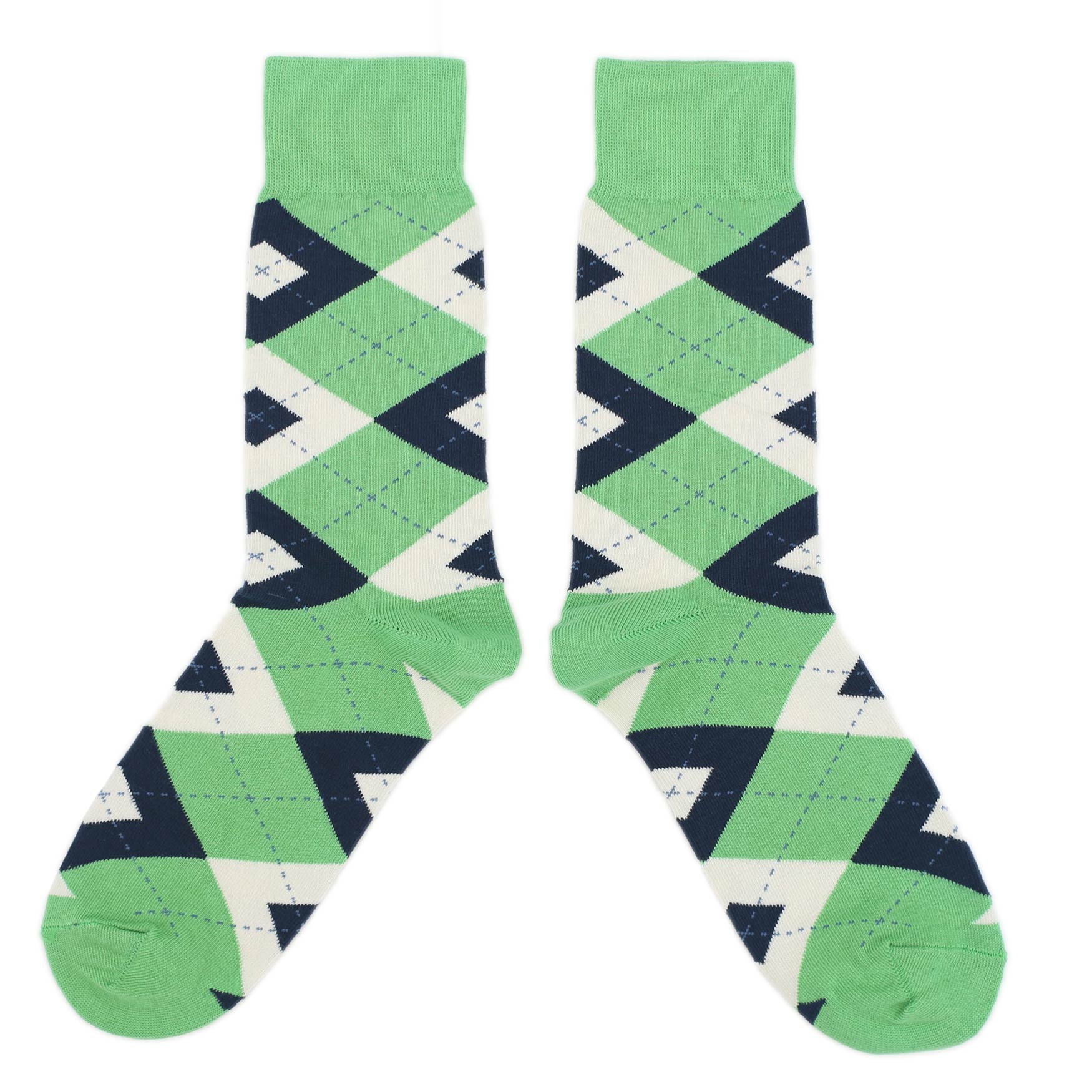 Customizable Groomsmen Gift Set Clover Green Navy Argyle Men’s Dress Socks